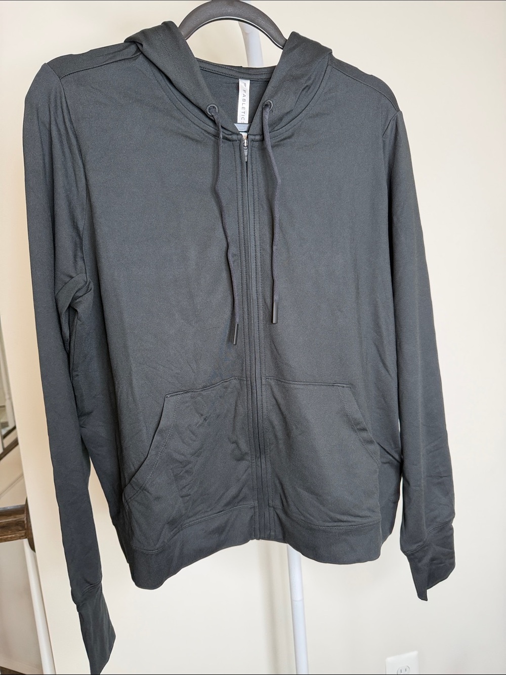 Fabletics Black Full-Zip Hooded Windbreaker